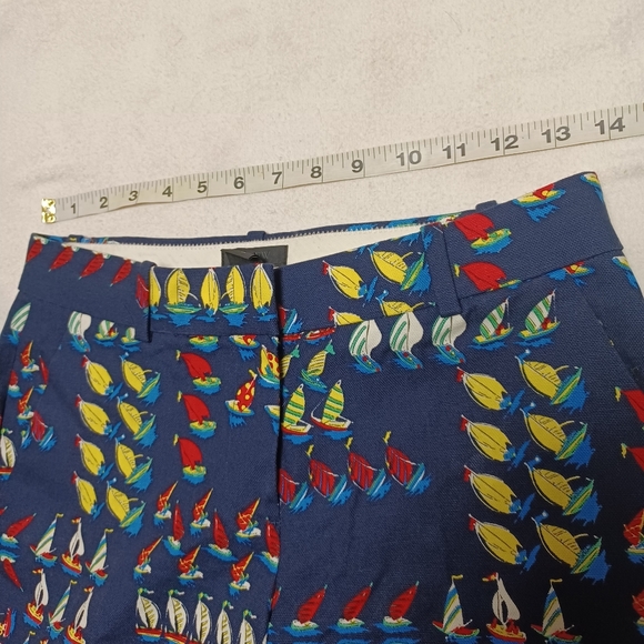 NWOT J.crew Nautical Sailboat Print Navy Blue Pleated Ankle Pants sz 00 - Picture 7 of 10